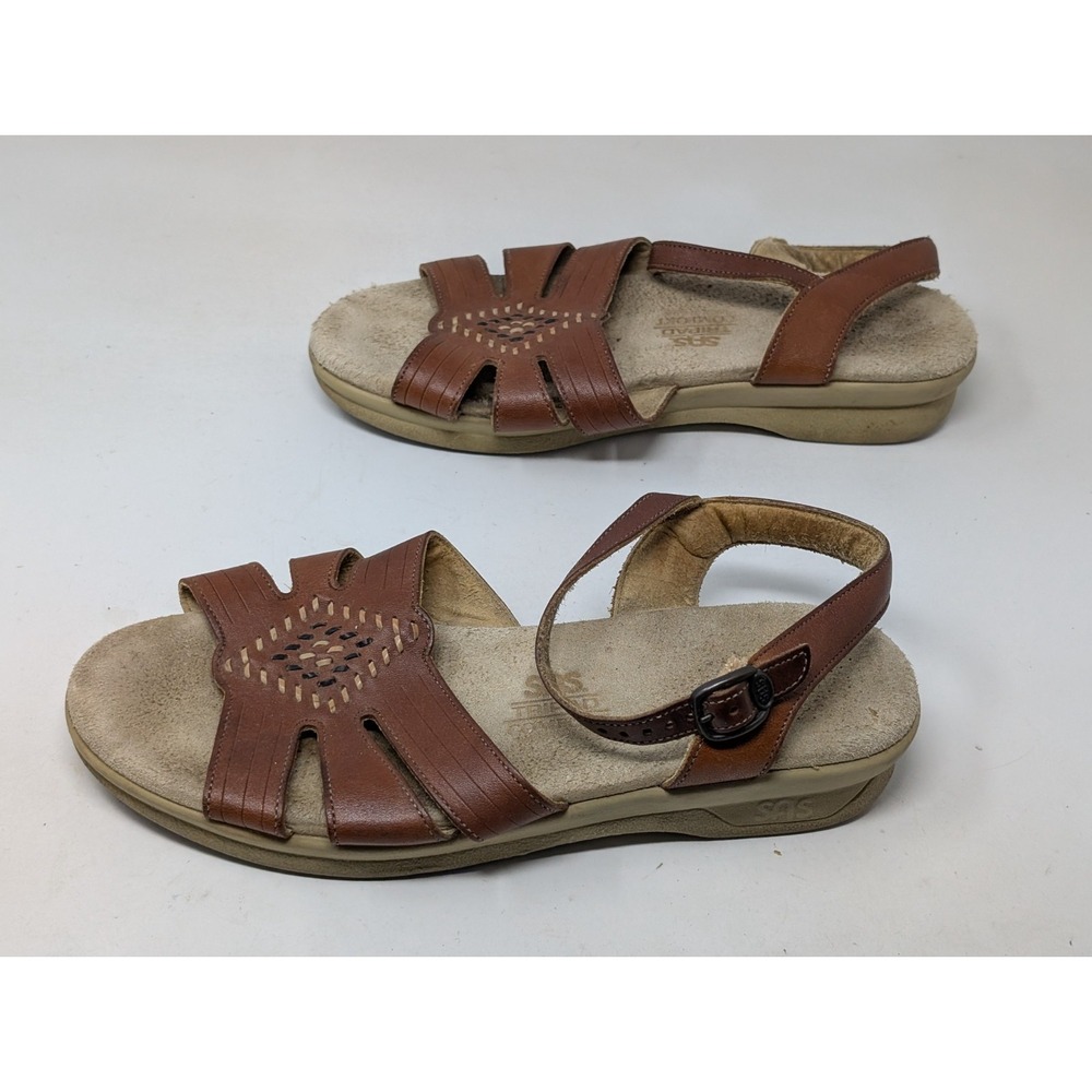 SAS Huarache Sandals Womens 7.5 W Brown Leather Quarter Strap Open Toe Tripad